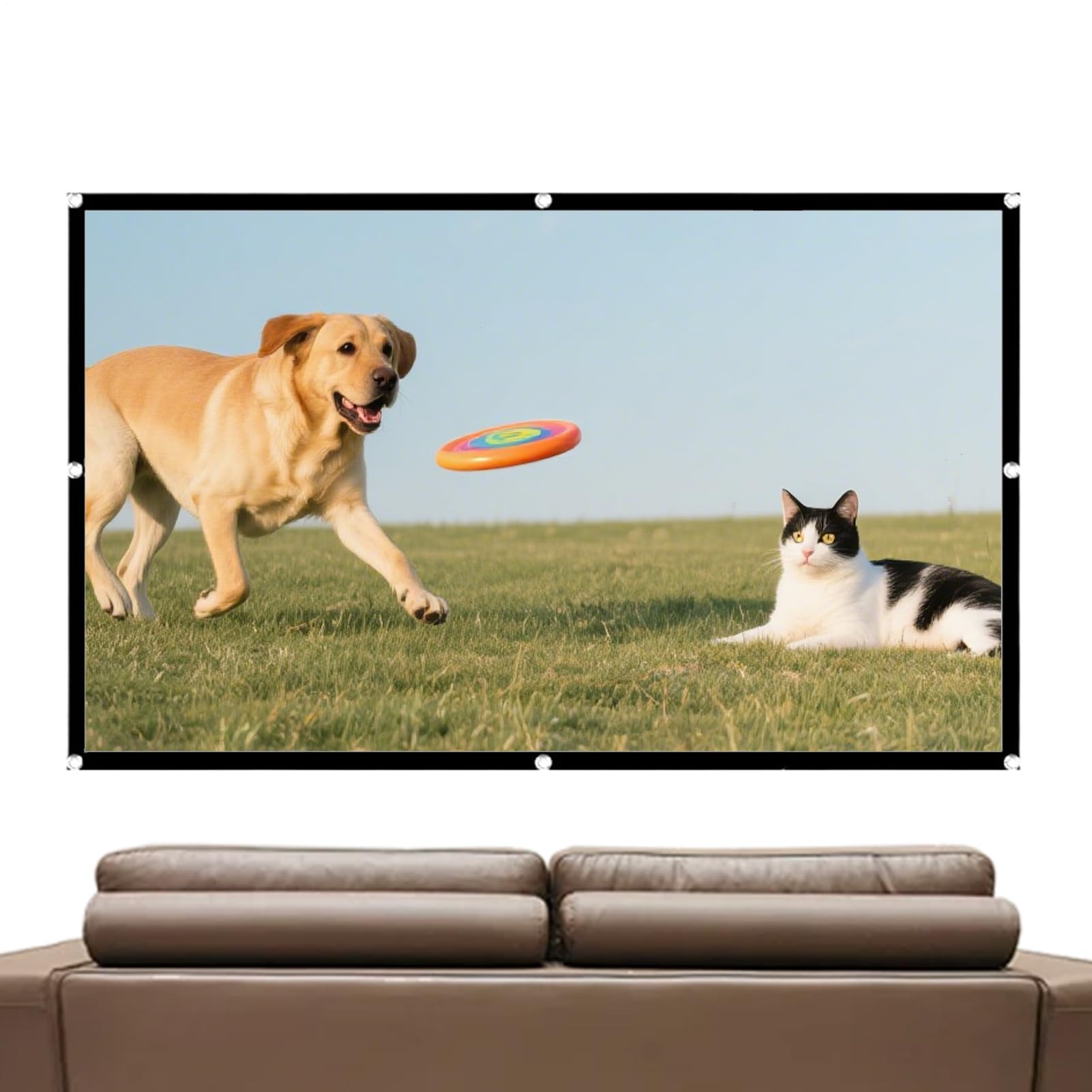 Polyester Outside Projector Screen - Foldable Anti-Crease 100-Inch Home Theater Screen | Theater System, Indoor Outdoor, Home, Party, Office, RV, Church, School, Backyard, Meetings