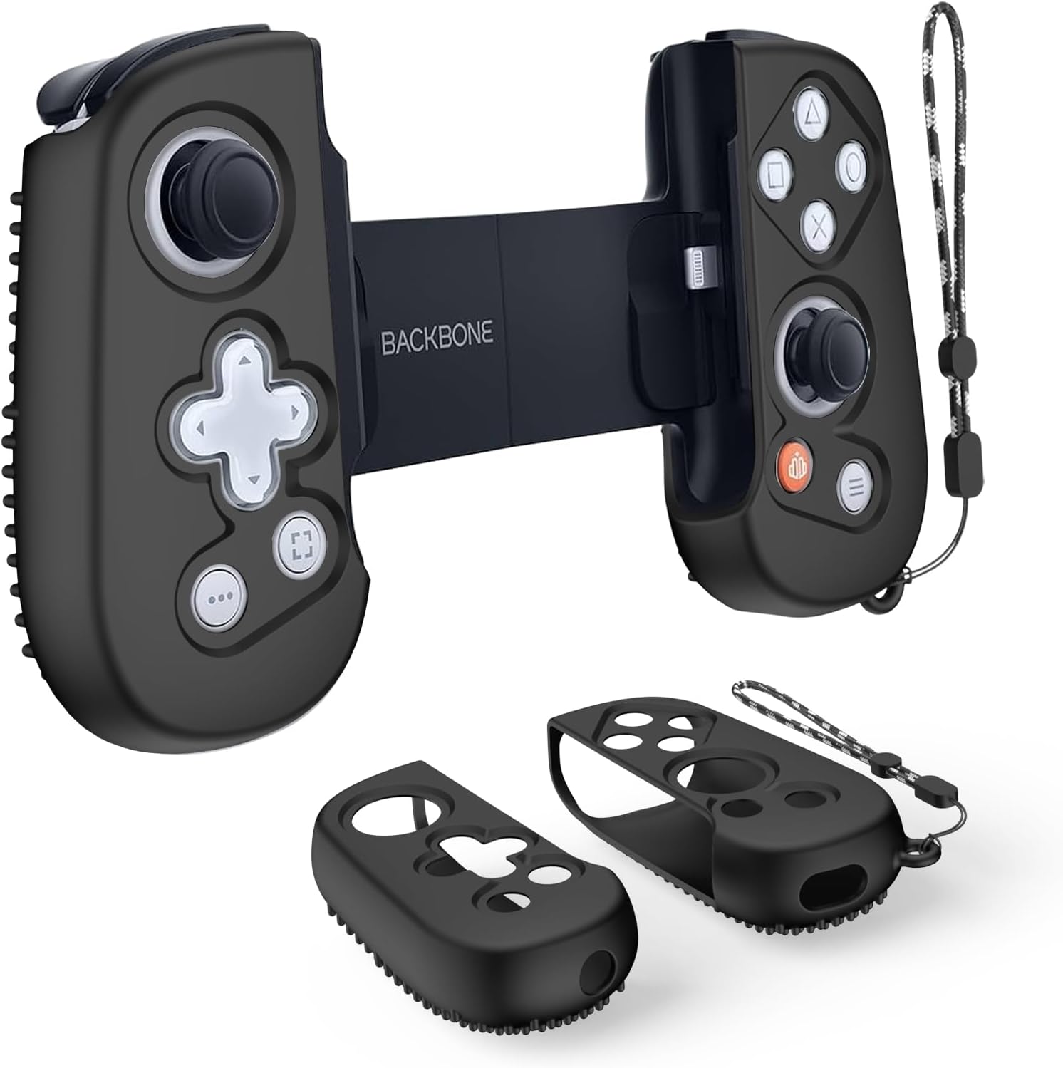 Handle Protective Case for Backbone One Mobile Gaming Controller with Lanyard, Silicone Grip Case Cover Compatible with Backbone One Mobile Gaming Controller Handle 1st 2nd Gen (Black)
