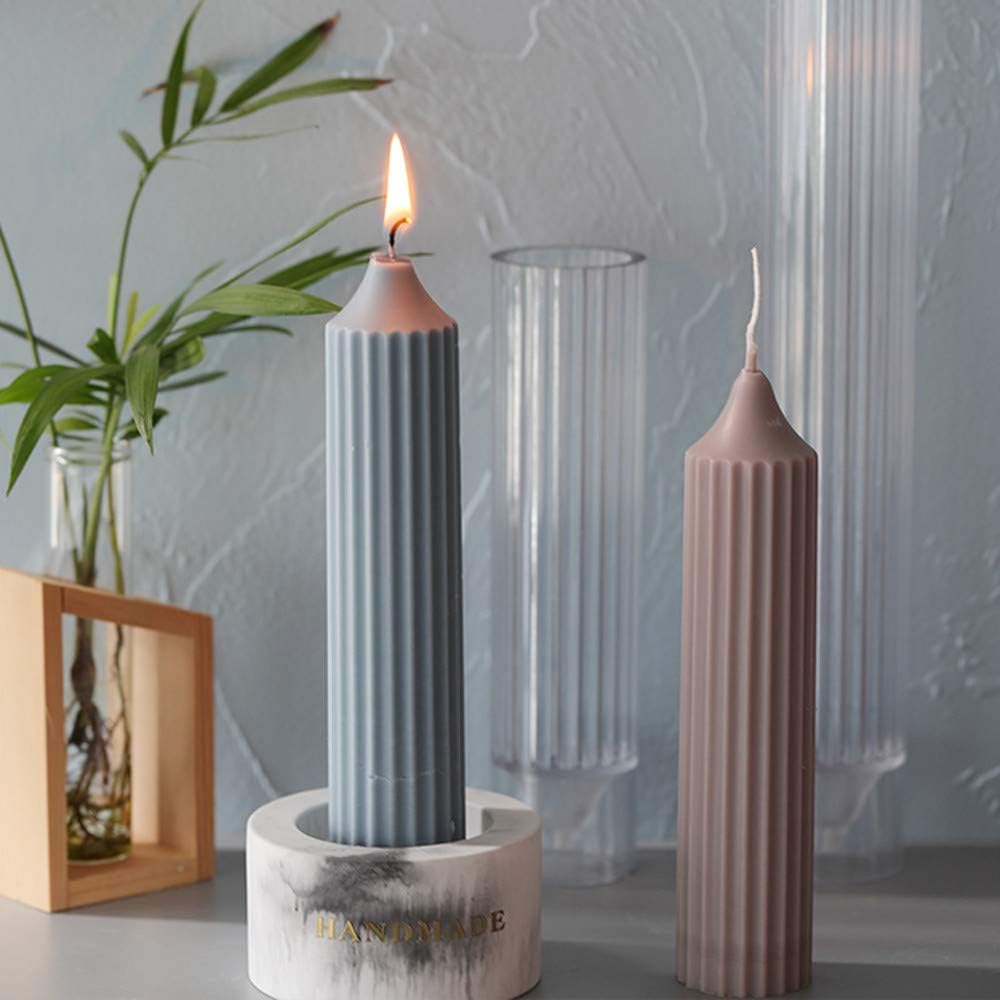 Spiral Shape Cylinder Candle Mold, 1.35''x6.04''Inch Durable Plastic Candle Mold Supplies for Wedding Dinner Candles Making