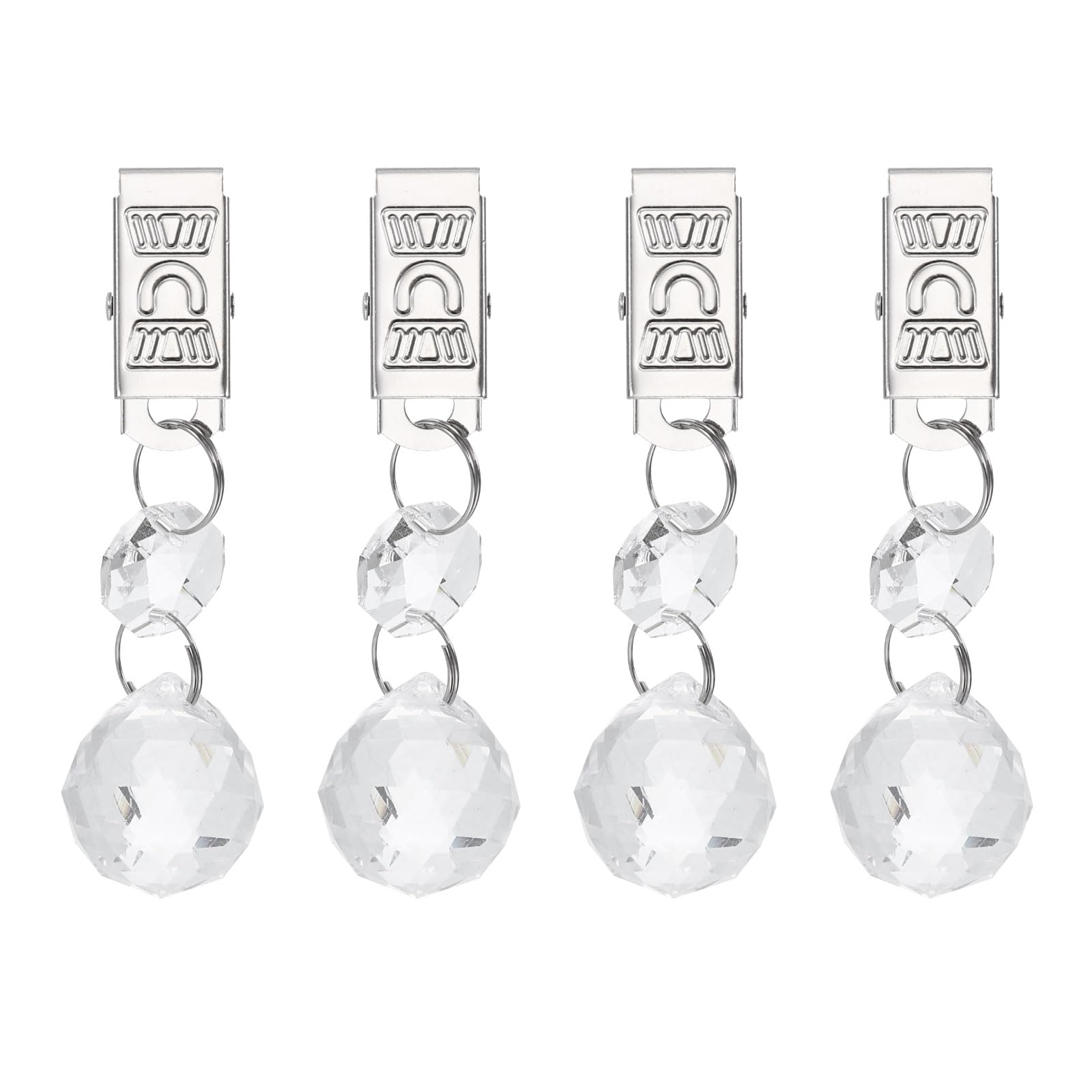 sourcing map 4Pcs Tablecloth Weights, Crystal Table Cover Weights with Metal Clips, Clear Ball Shape Pendant Curtain Weight 30mm for Outdoor Picnic Garden Table Decoration