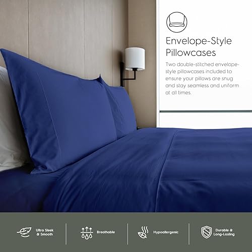 Miniatura 5 de TAFTS-Sábanas de bambú tamaño Matrimonial - Juego de sábanas de viscosa de bambú 100% puro - Sábanas de bambú 400TC - 4 piezas - 17 pulgadas Deep