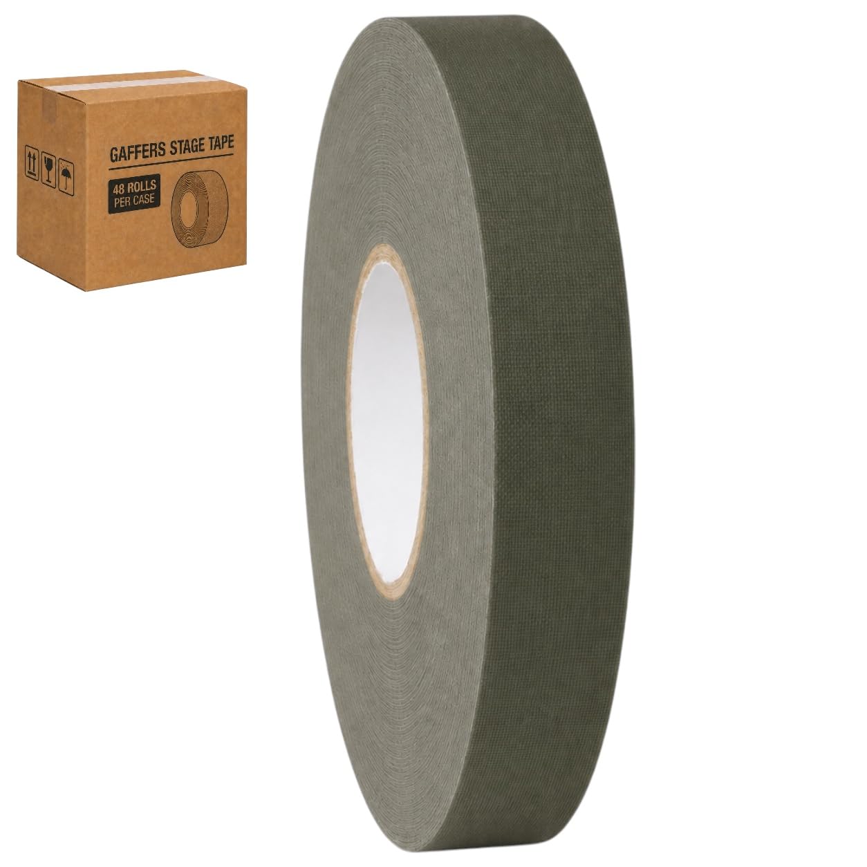 GGR Supplies CGT-80 Gaffers Stage Tape, Olive Drab, 1 in x 60 yd, 48-Pack