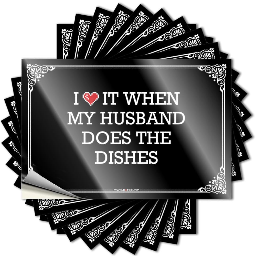 Fzfn Colour Cool Decal Door | I Love It When My Husband Does The Dishes Personalized Gamers Sticker Pack(8X12cm)
