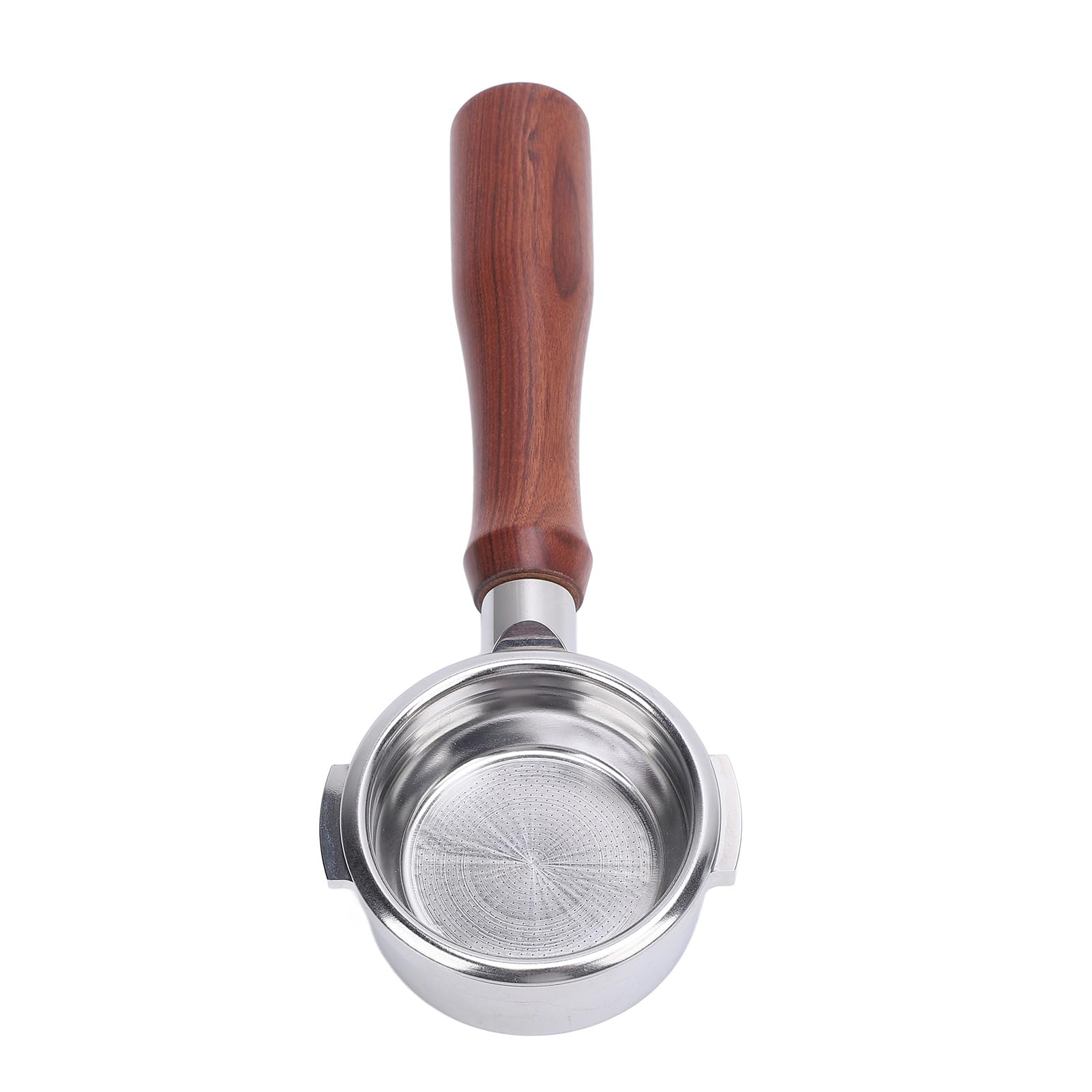 Porte-filtre à café sans Fond 58mm, Poignée en Acier Inoxydable et Bois, pour Machine à Expresso