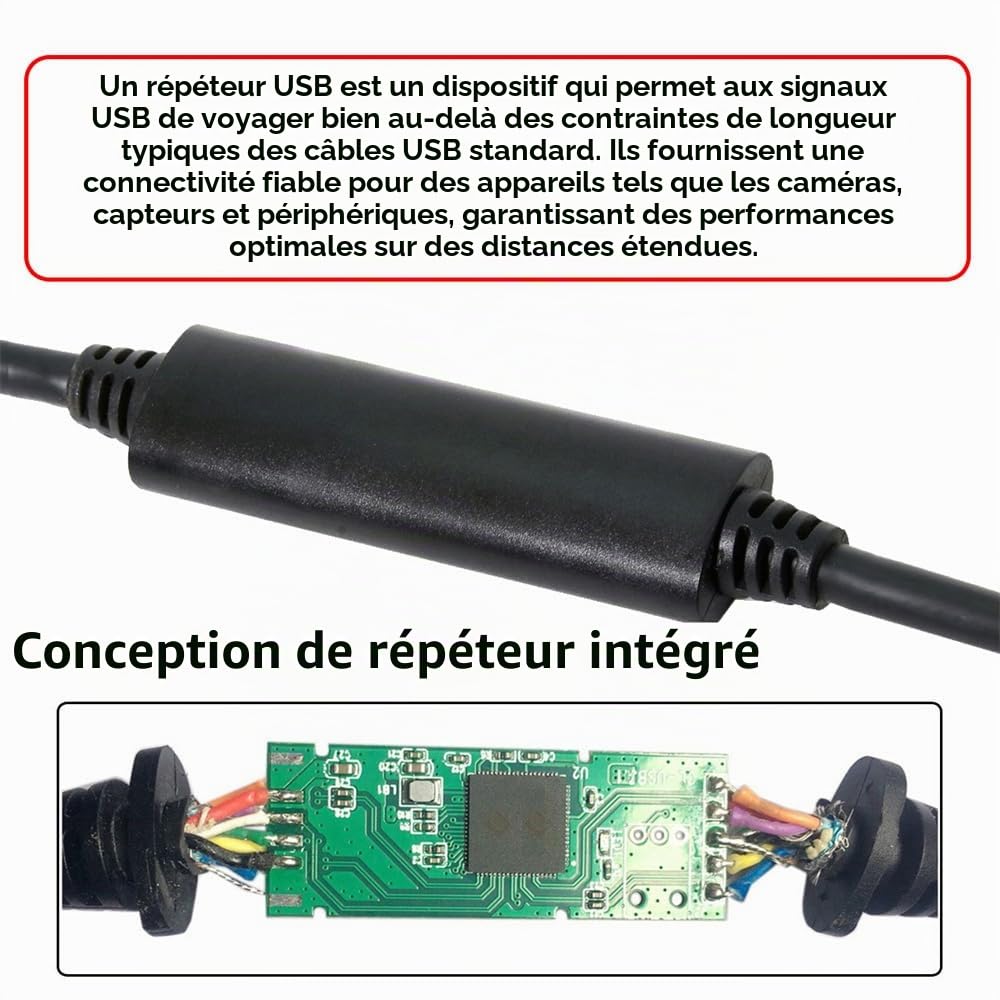 xiwai Câble répéteur de données GL3523 USB-C USB 3.1 type C mâle vers USB 3.0 type A mâle 8 m