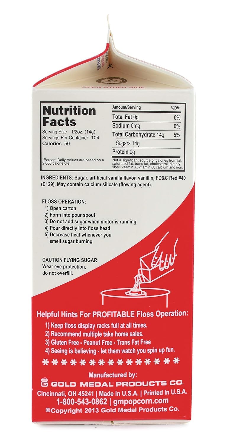 Generic Wacky Watermelon (Watermelon) - Floss sugar Flavor Cotton Candy 3.25 lb - 1 Carton 52 oz - 1/2 Gallon