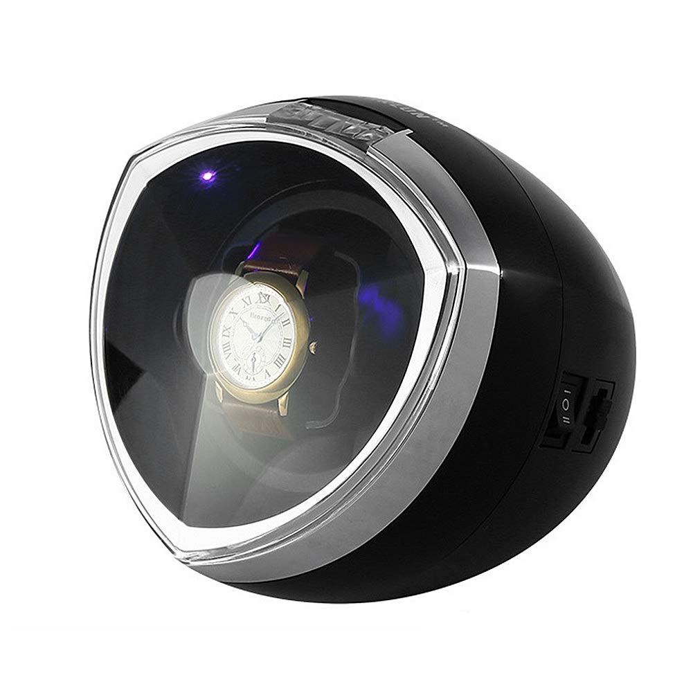 CGCSYZ Single Automatic Watch Winder, with Smart Timer Control - Winding Box LED Illumination Quiet Motor 4 Rotation Modes (Black)