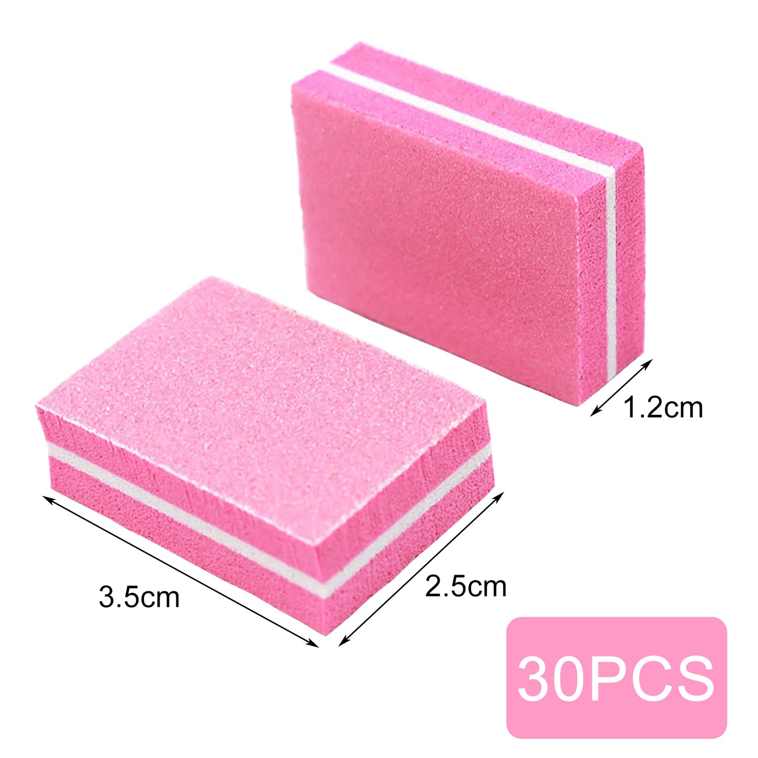 30 Pezzi Buffer per Unghie, Nail Buffer Quadrato Spugna Buffer Unghie Professionale, Adatti per Unghie in Gel e Unghie Acriliche(Rosa)