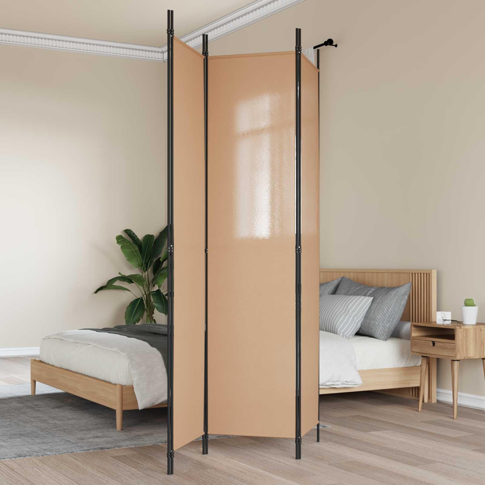 Paravent 3 pièces beige 150x220 cm en tissu pliable pour séparation de pièce