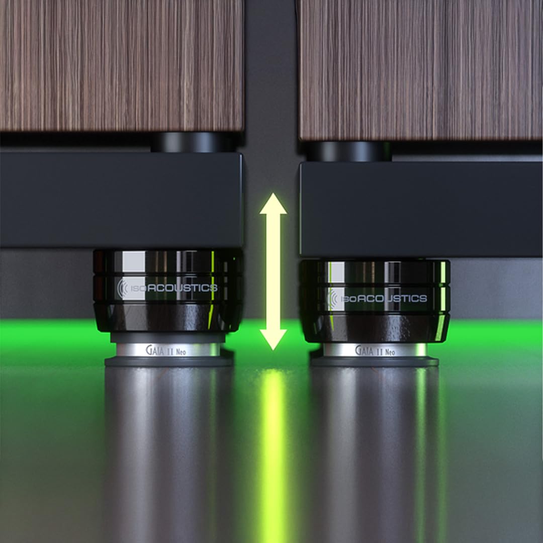 IsoAcoustics Gaia II Neo en cromo oscuro - Pies de aislamiento para altavoces y subwoofers de 55 kg o menos (juego de 4)
