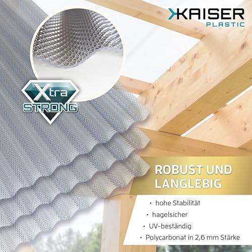 KAISER plastic® 5er Set Wellplatte Wabe | Xtra Strong (PC) | Wabenstruktur und klar | 2,6mm Stärke | Welle 76/18 | 104,5 x 250 cm | Made in Germany
