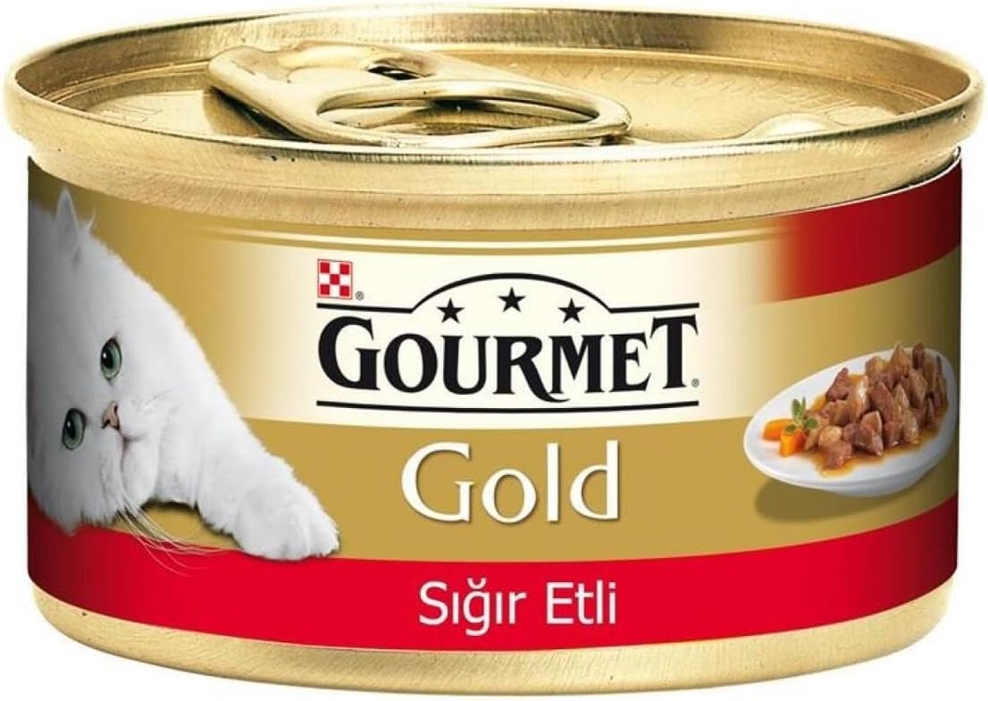 Gourmet Gold Parça Etli Sığır Etli Yaş Kedi Maması, 85 g