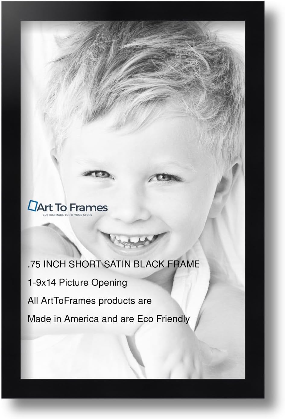 ArtToFrames 9x14 inch .75 Satin Black Stem - .5 Rabbet Wood Picture Frame, 2WOM10010-9x14