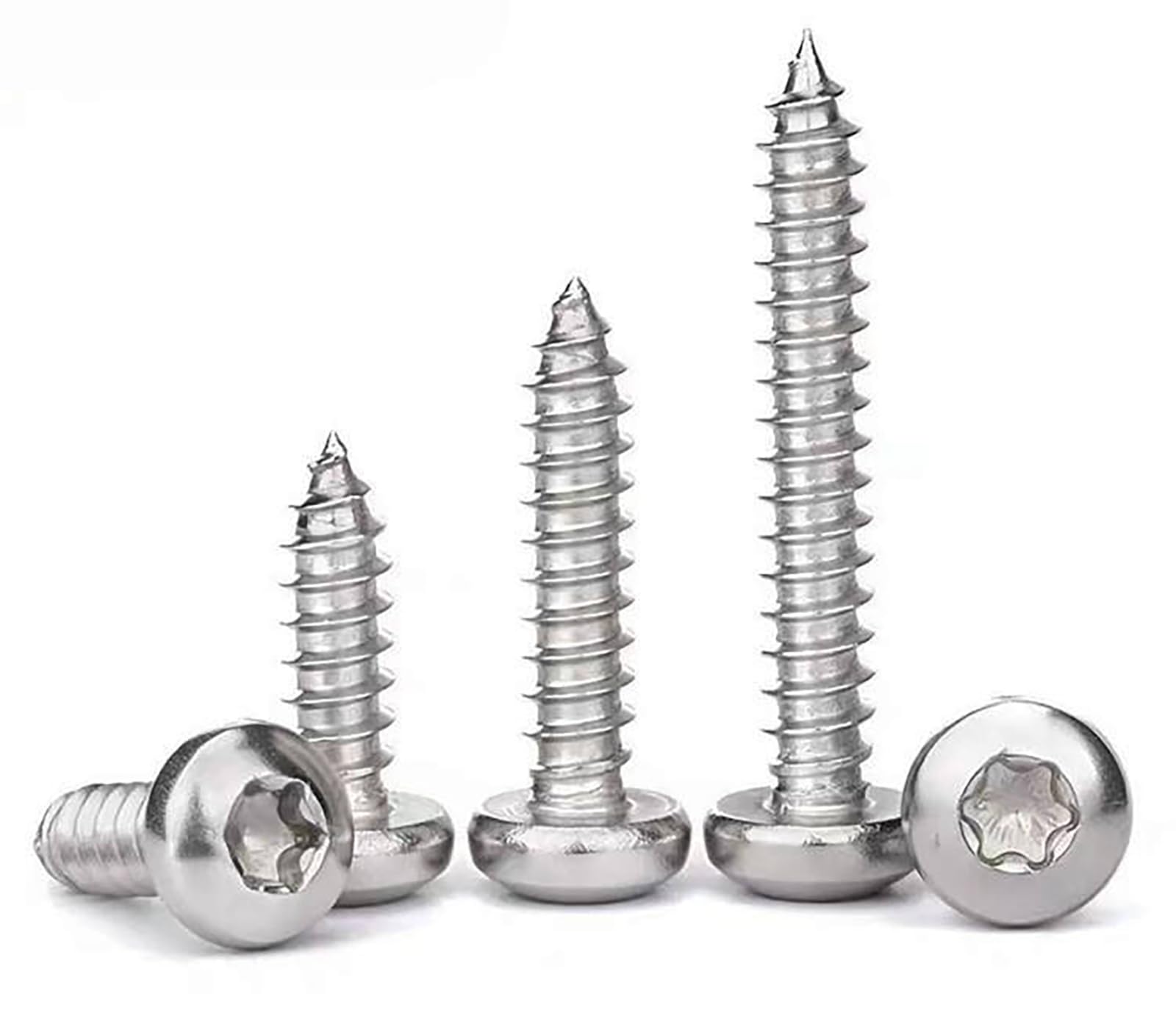 EBAIJQUO M6×60mm Torx Rundkopf-Holzschraube 304 Edelstahl selbstschneidende hochfeste Schrauben für Bau und Tischlerei(15 Stück)