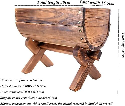 Miniatura 7 de Macetero de medio barril, maceta de madera rústica, maceta de jardín vintage, caja para verduras, flores, frutas, caja de plantas para interiores y