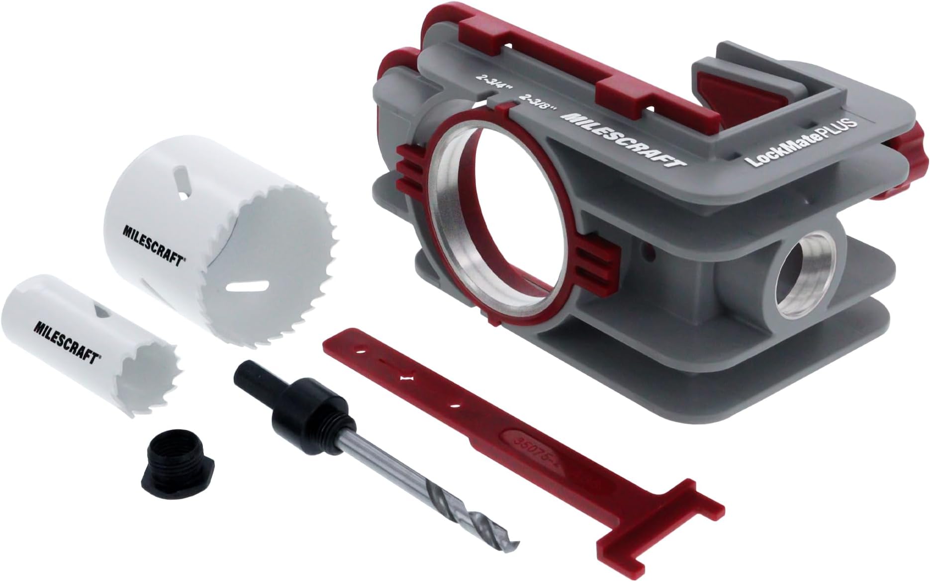 1338 Lock Mate PLUS – Self Clamping, Professional Door Lock Installation Kit, Door Lock Jig for Wood/Metal Doors with 1-3/8” and 1-3/4” Thickness. Bi-Metal Cobalt Hole Saws Included