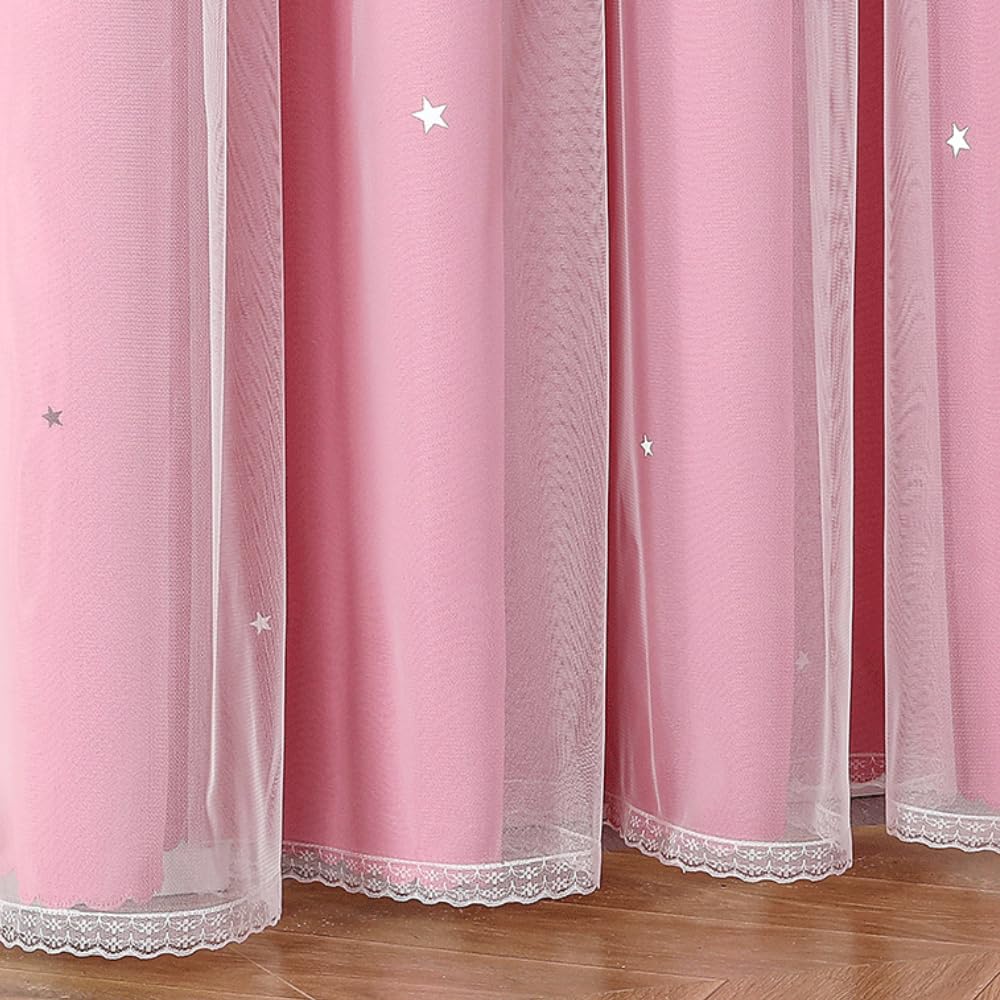Tende Oscuranti,2 Pannelli Morbide Tende Per La Privacy Con Velo In Voile,Tende Termoisolanti Per Camera Da Letto,Cameretta Dei Bambini E Soggiorno,Arredamento Moderno-Black||W52*L72/132 * 183cm
