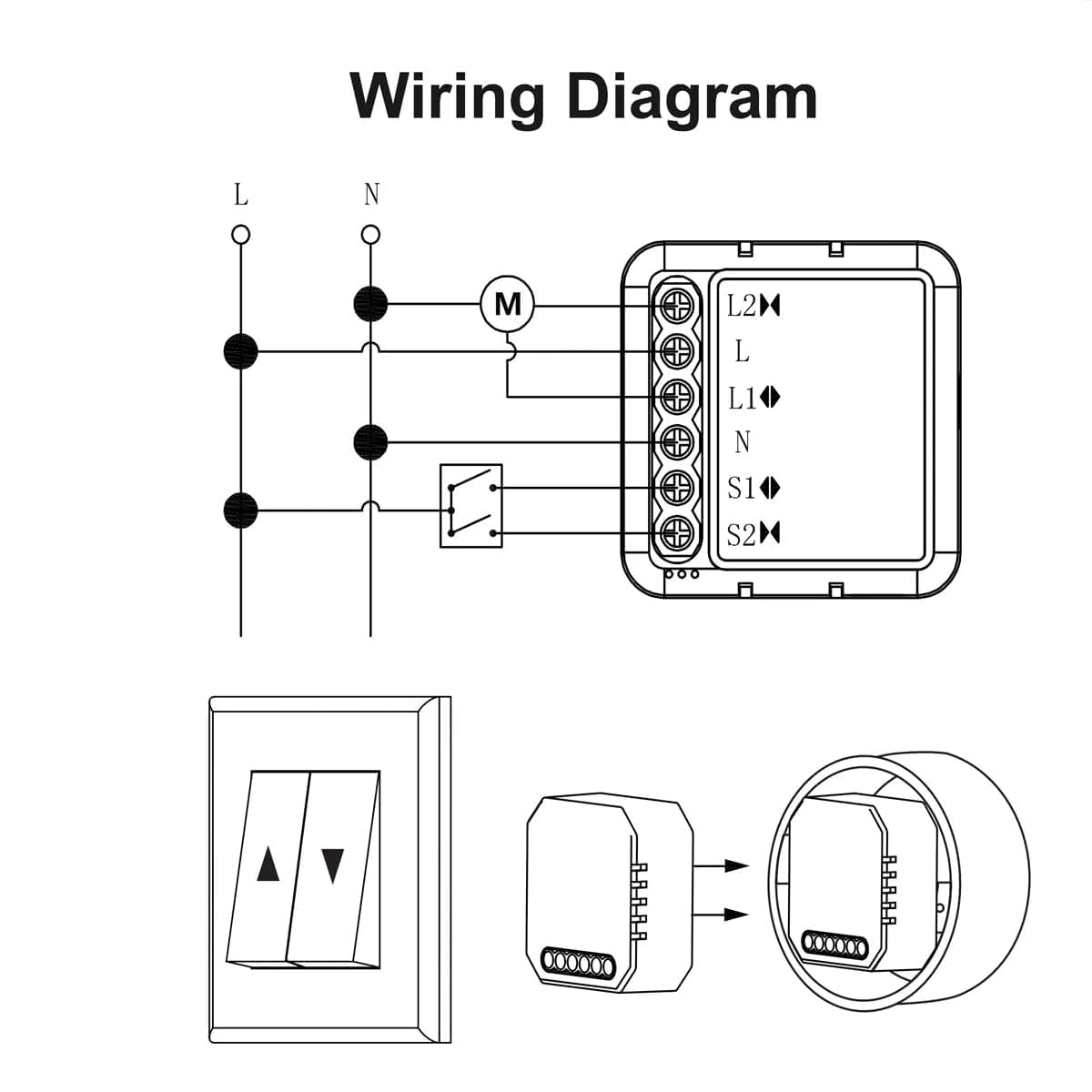 Yueyang Interrupteur de Volet Roulant WiFi+RF, Télécommande pour Volets Roulants Électriques, Compatible avec Alexa, Relais RF Switch, Smart Life App, Minuterie Switch Volets