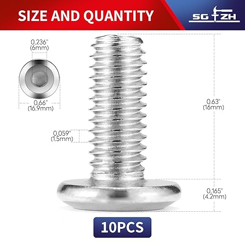 Miniatura 103 de Tornillos hexagonales de cabeza plana M8 x 0.984 in, acero inoxidable 304 18-8, rosca completa (con llave hexagonal)