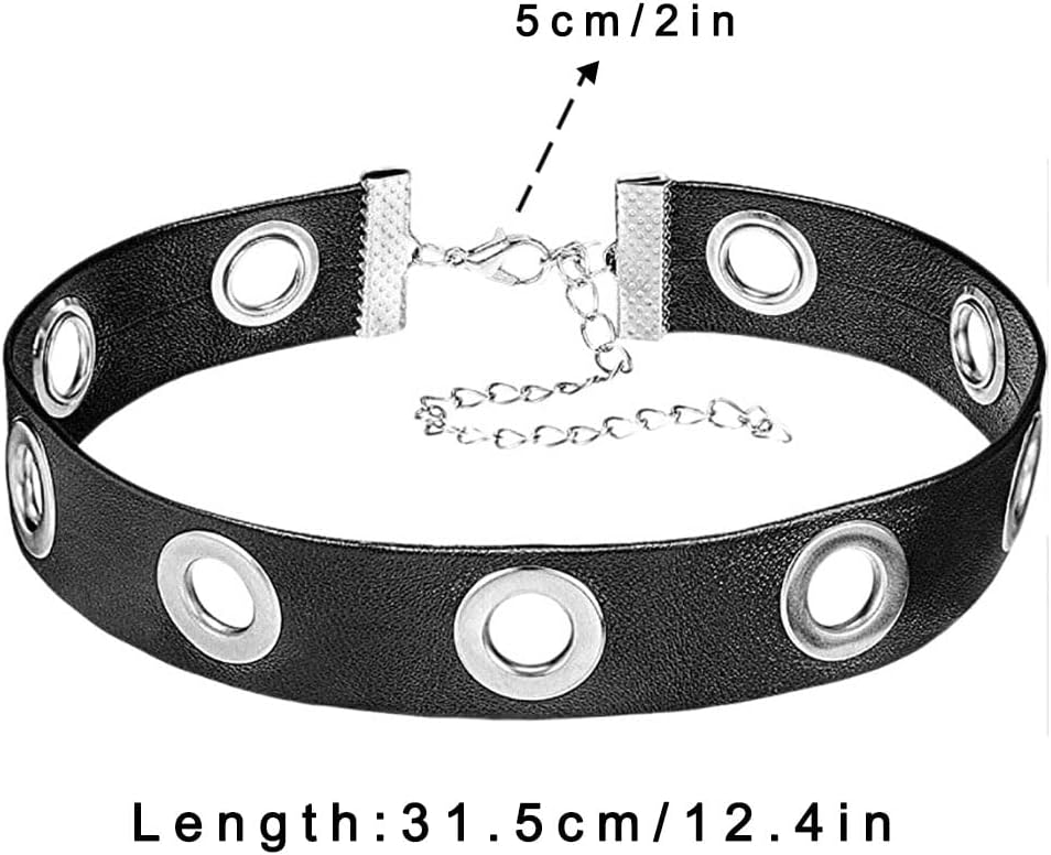 Punk Leather Choker Gothic Chokers Collar Black Necklace Nightclub Party Necklaces Chain for Women - Image 3