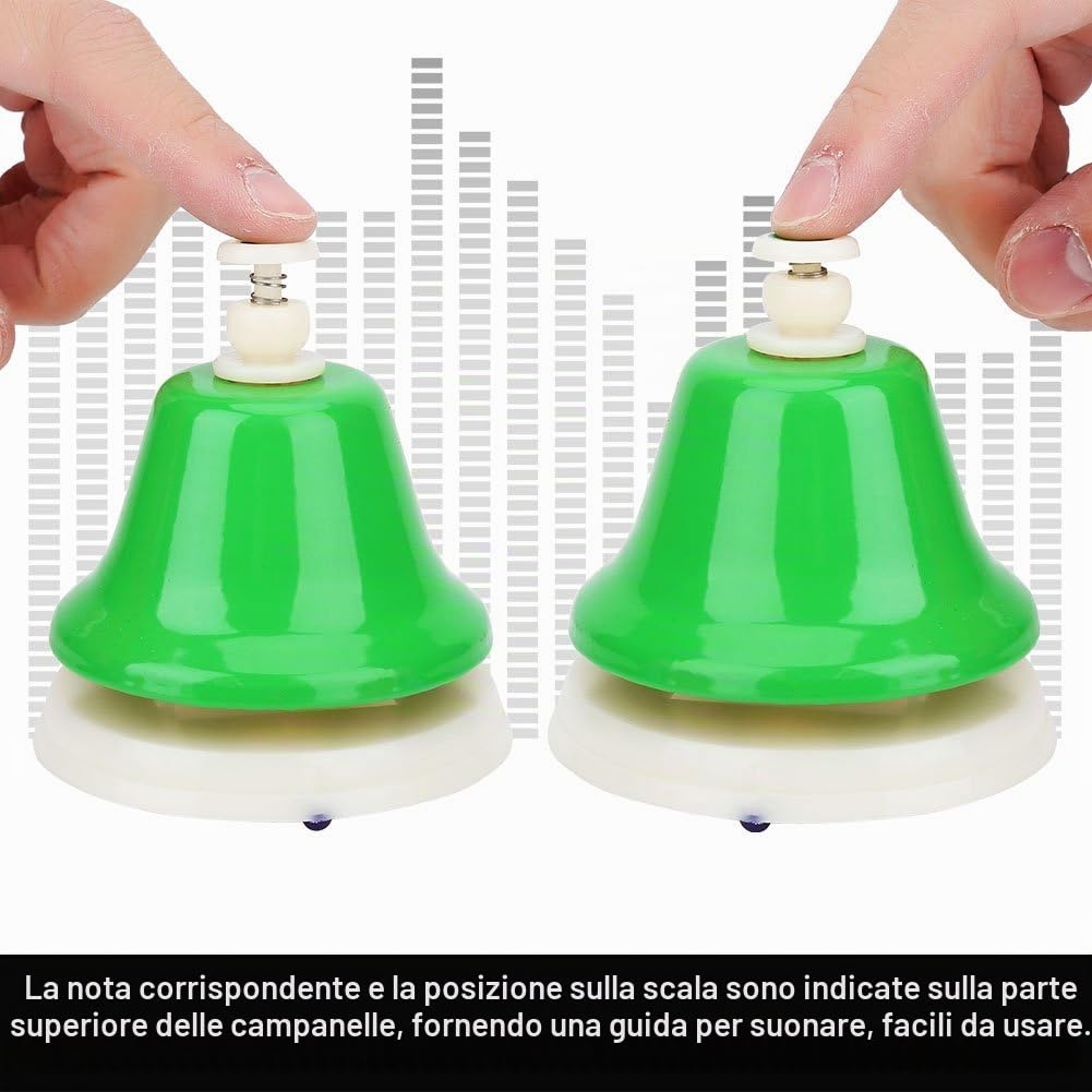 Set di Campane a Mano Colorati a 8 Toni Strumenti Musicali a Percussione di Apprendimento Regali Giocattolo per Bambini