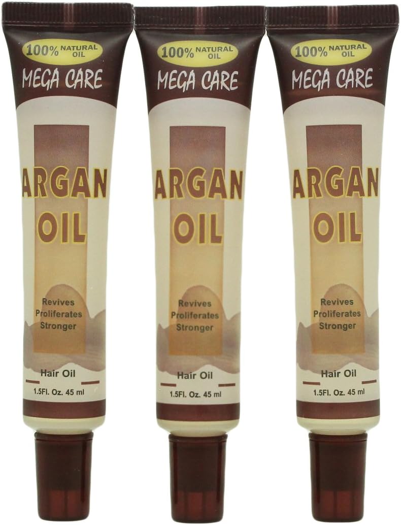 Sunflower Cosmetics Mega Care Tube Hair Oil 1.5oz (3 Pack) (Argan Oil)