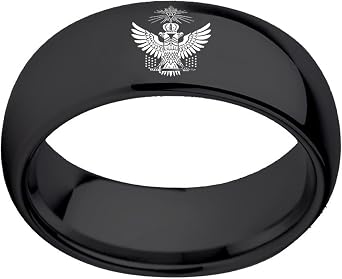 mens rings, 33rd Degree Scottish Rite Masonic Domed Titanium Steel Ring Double Headed Eagle Crown