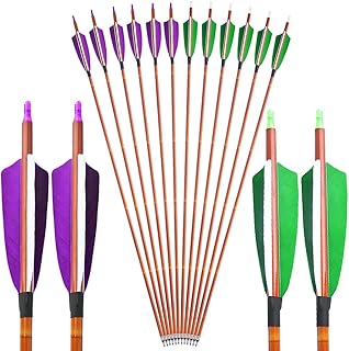 AMEYXGS 30inch Carbon Arrows Hunting Aiming Practice Arrows Spine 500 with 4inch Shield Turkey Feather Detachable Arrowhead for Recurve Compound Bow Longbow 12pcs