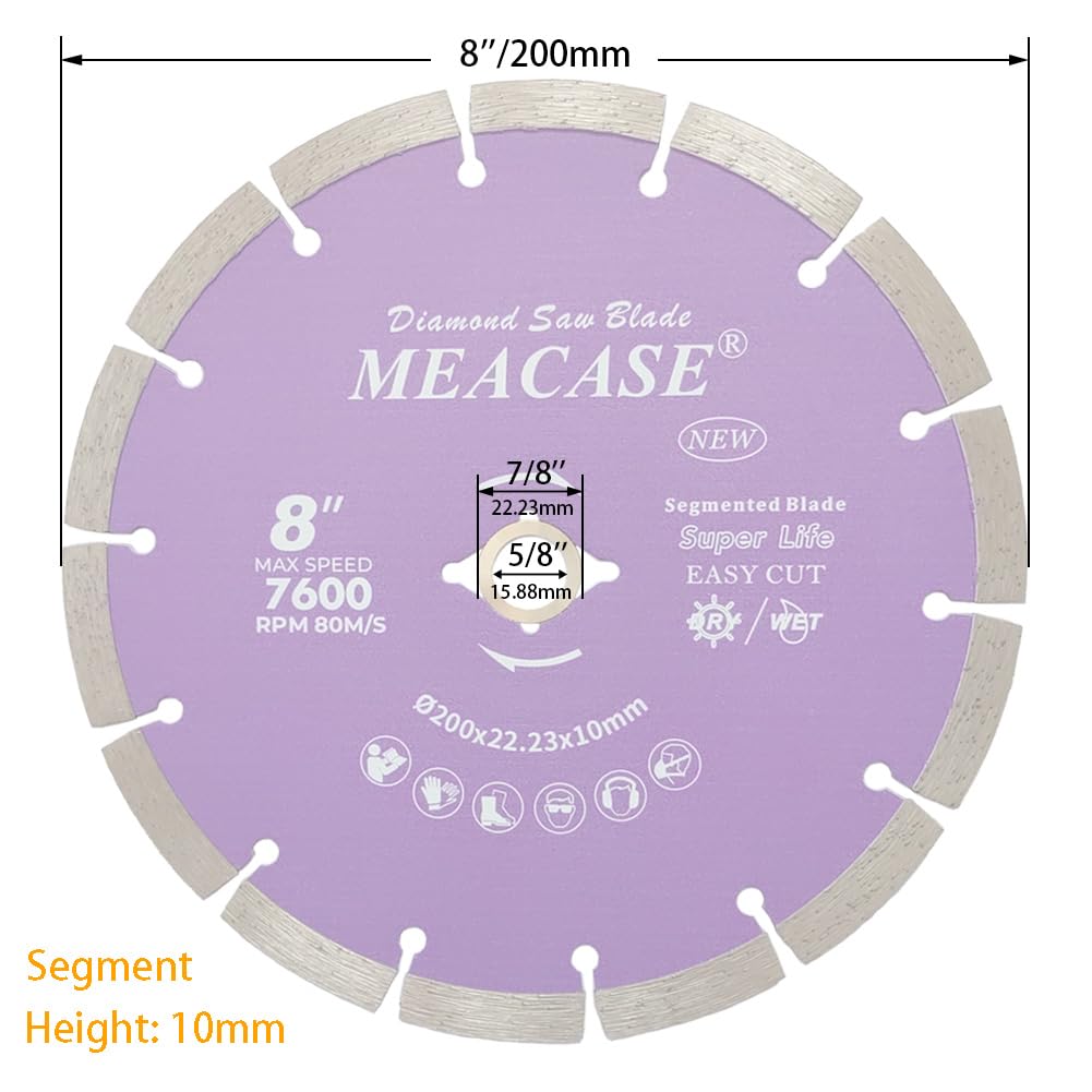 8 inch General Purpose Segmented Diamond Saw Blade for Concrete Masonry Brick Block Stone