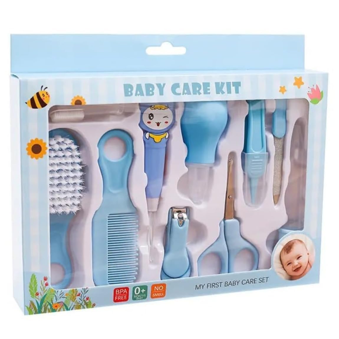 Manicure Grooming Kit for New Born Baby, 10 in 1 Healthcare Accessories Set to Keep Infants & Toddlers Clean, Perfect Nursery Gift with Hair, Nail, Ear Grooming Tools for Kids, Nail Cutter, Multicolour-picture-11
