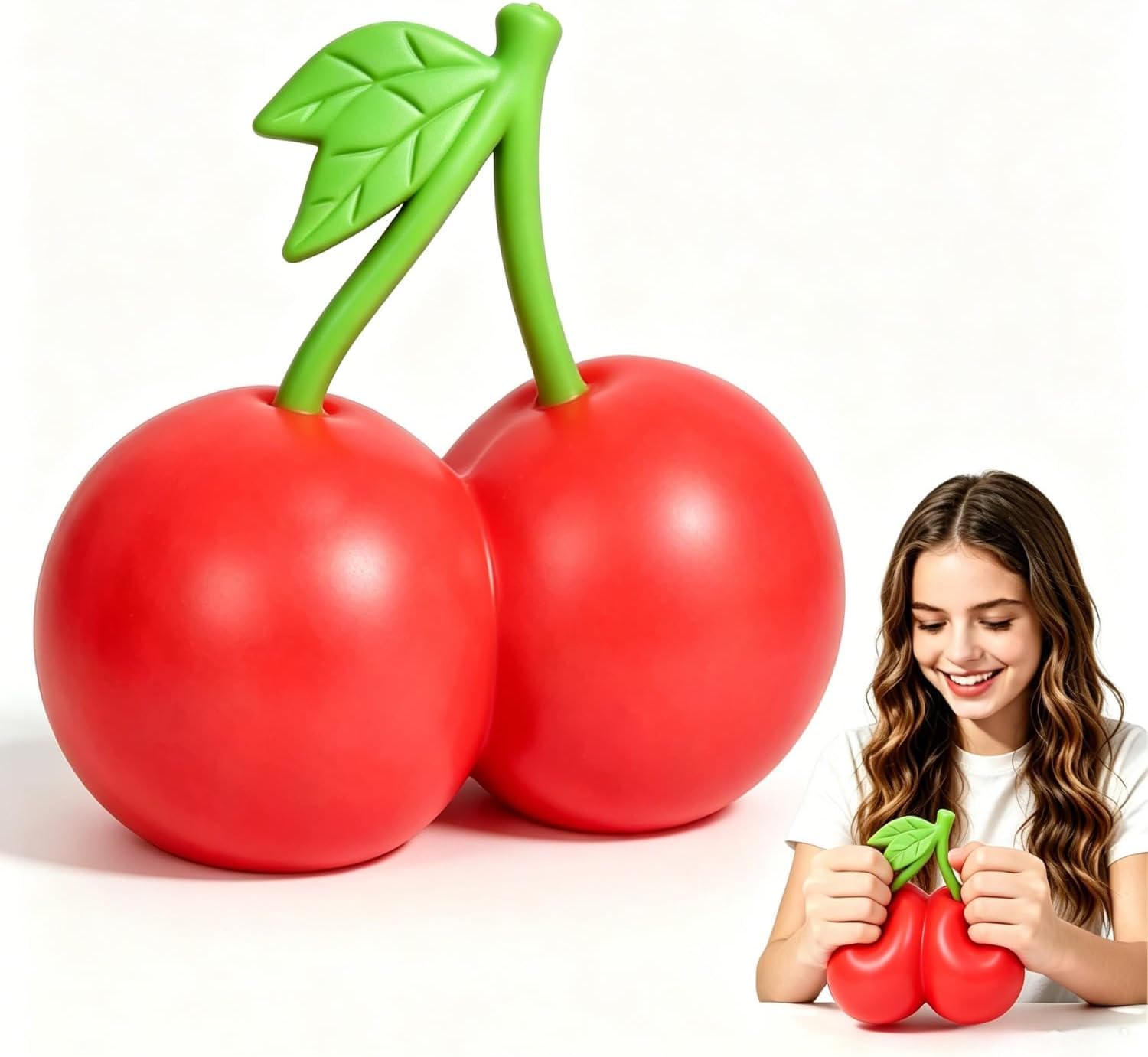 Giant Butter Squishy 2026 New 14oz TPR Butter and Cheese Squishy Soft Squeeze Stress Balls for Stress Relief Anxiety Sensory Gifts for Adults Anxiety Relief Party Favors (Giant Cherry)