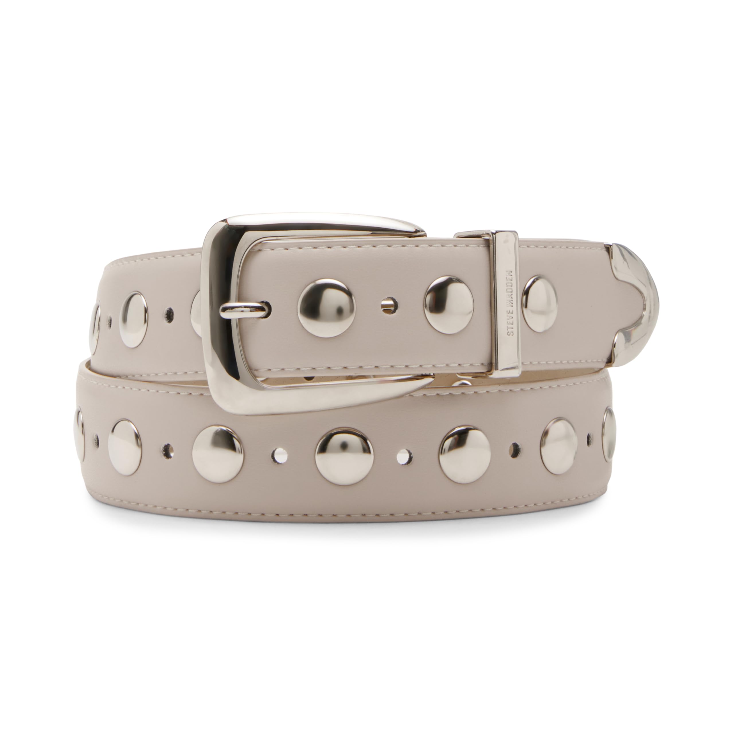 Steve Madden Women's Kingston Studded Pant Belt, Ivory, XL
