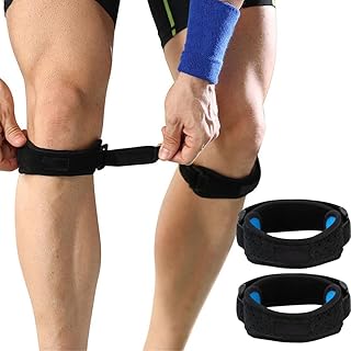 POKEAT 2Pcs Unisex Adjustable Knee Patellar Tendon Support Strap Band Knee Protector Support Brace Pads Running Basketball Outdoor Sport Aid