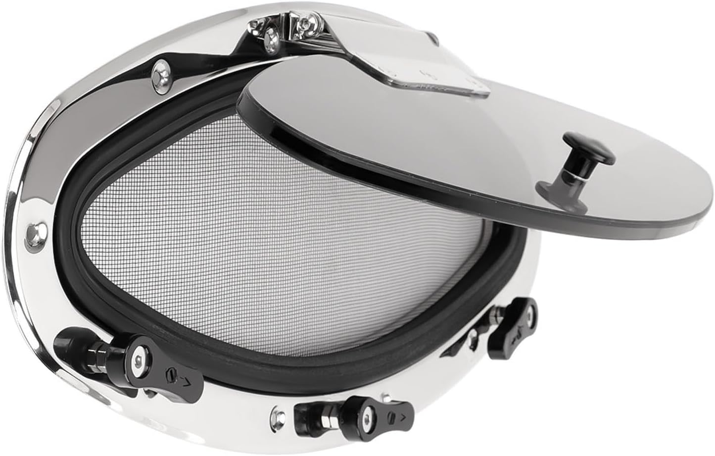 Boat Porthole Window, Marine Grade Stainless Steel Window, Smoky Gray Tempered Glass with Mesh Barrier & Inward Opening, Ideal for Yacht, Ship, RV