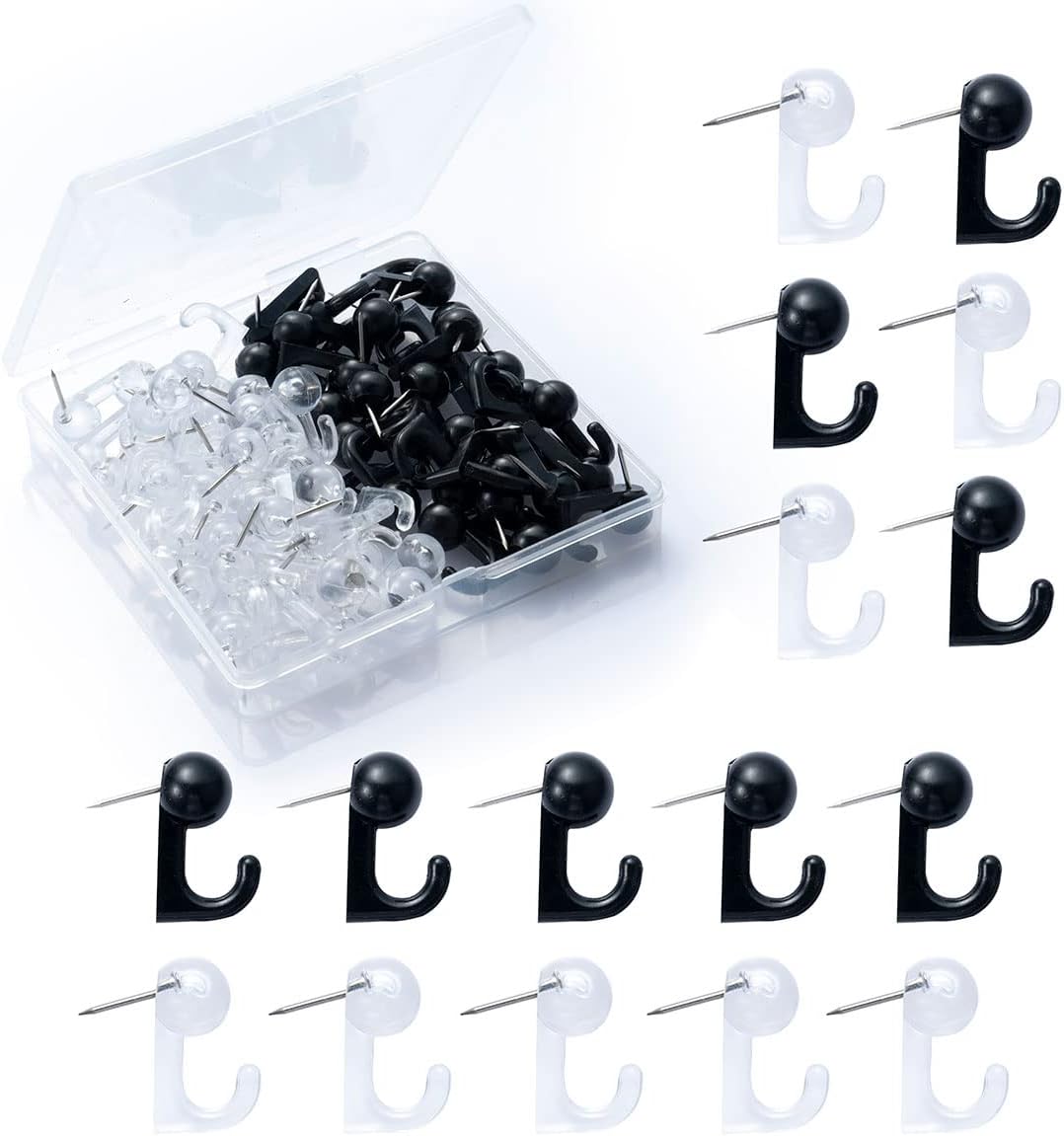 120 Count Push Pins, Thumb Tacks,Suitable for Cork Board,Wall Hanging, Bulletin Board (Black and White, Large)