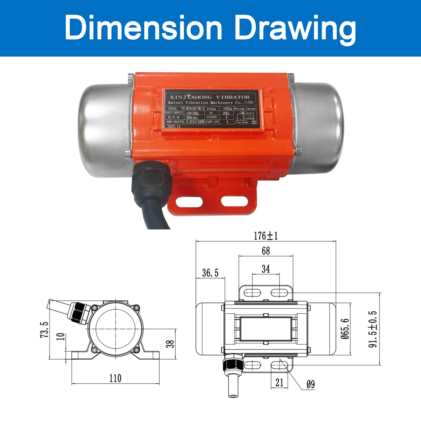 Concrete Vibrator Motor - 3600RPM, 30W -5 Concrete Vibrator Motor - 3600RPM, 30W -5