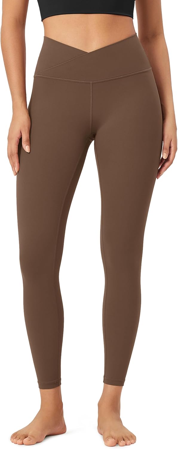 ODODOS Women’s Buttery Soft Cross Waist Leggings, ODCLOUD 25″ / 28″ Crossover Lounge Yoga Pants
