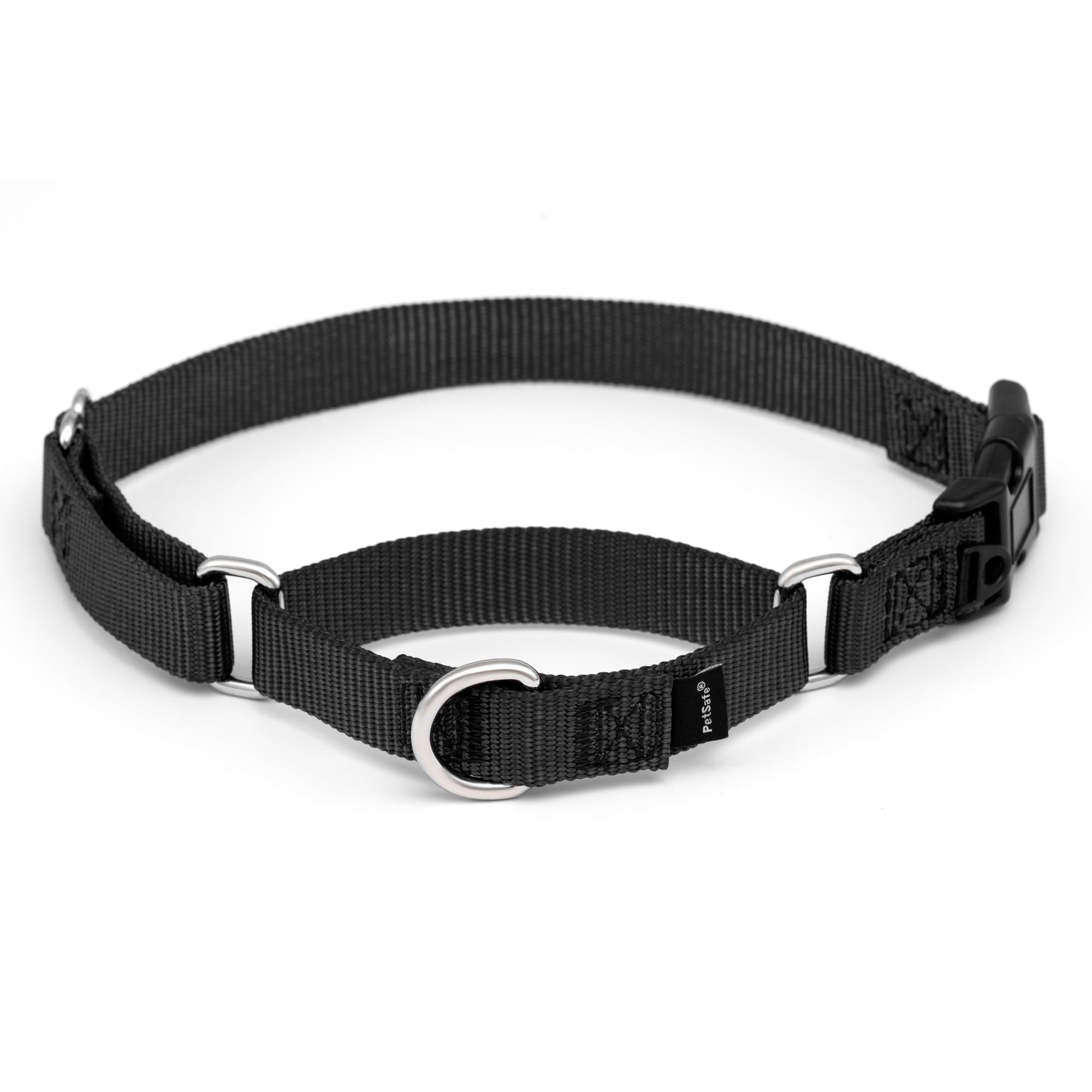 PetSafe Adjustable Martingale Collar - Improves Leash Manners - Escape Prevention - Gentle Behavior Training - Durable Nylon - Alternative to Choke Collar - Medium 3/4" - Black