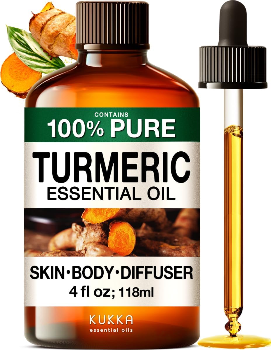 KUKKA Turmeric Essential Oils - 4 Fl Oz - for Hair, Skin, Diffuser, Aromatherapy & DIY Soap Making Scent