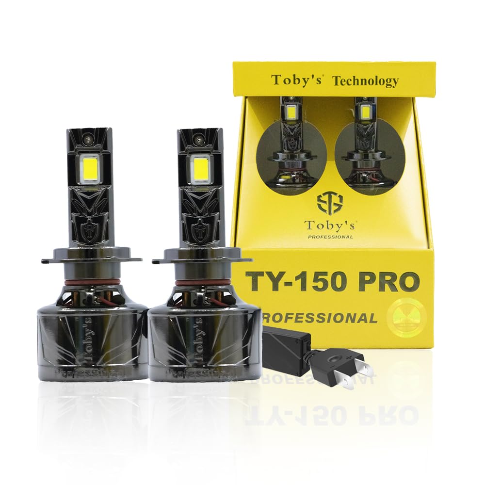 Toby’s TY150 PRO 2 Pieces 300W (Pair) Original Tested LED Headlight Bulb Assembly 30000 Lumens(Pair) 150W/Piece Power Xtreme Bright With Color Temperature 6500K (H7)