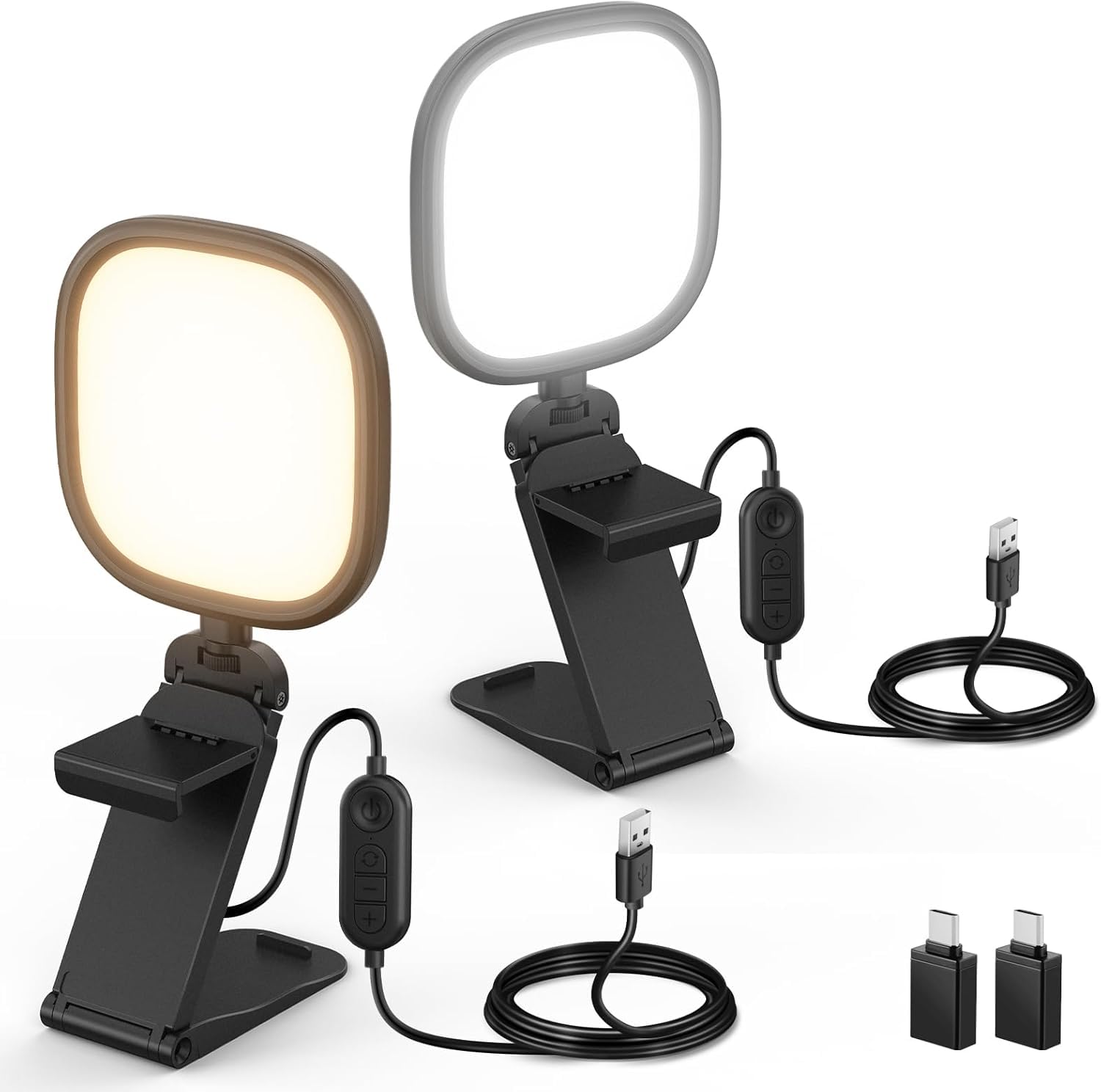 NEEWER Basics (Pack de 2) 5 '' 10 W Lámpara de Escritorio USB de Dos Colores con iluminación periférica, con Soporte multifunción, CRI 95, para Monitor, Ordenador portátil, cámara Web