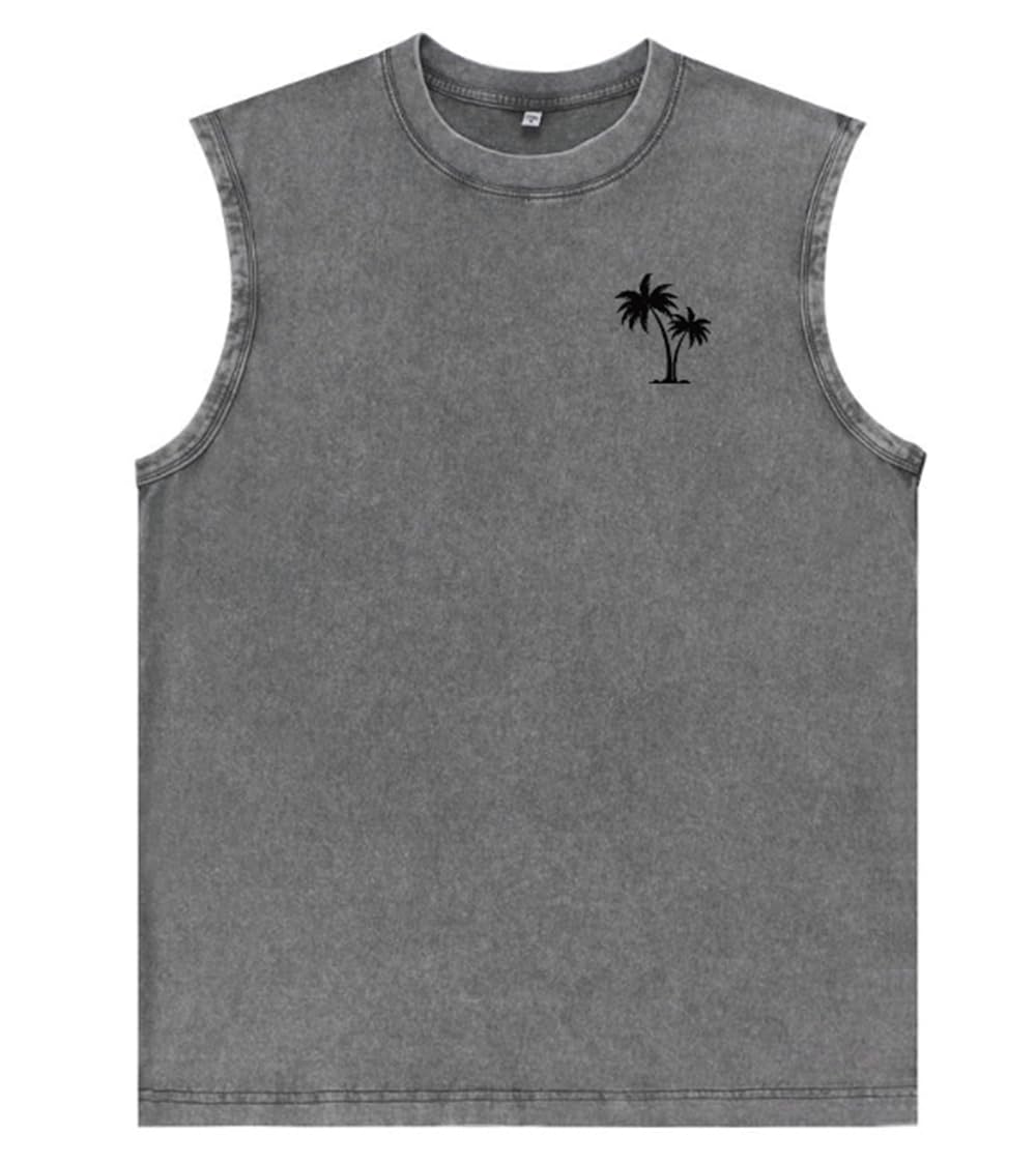 Herren-Tank-Top, Vintage-Stil, lässig, Sommer, Strand, Urlaub, Hawaii-Grafik, Muskeltraining, Palme, ärmelloses T-Shirt