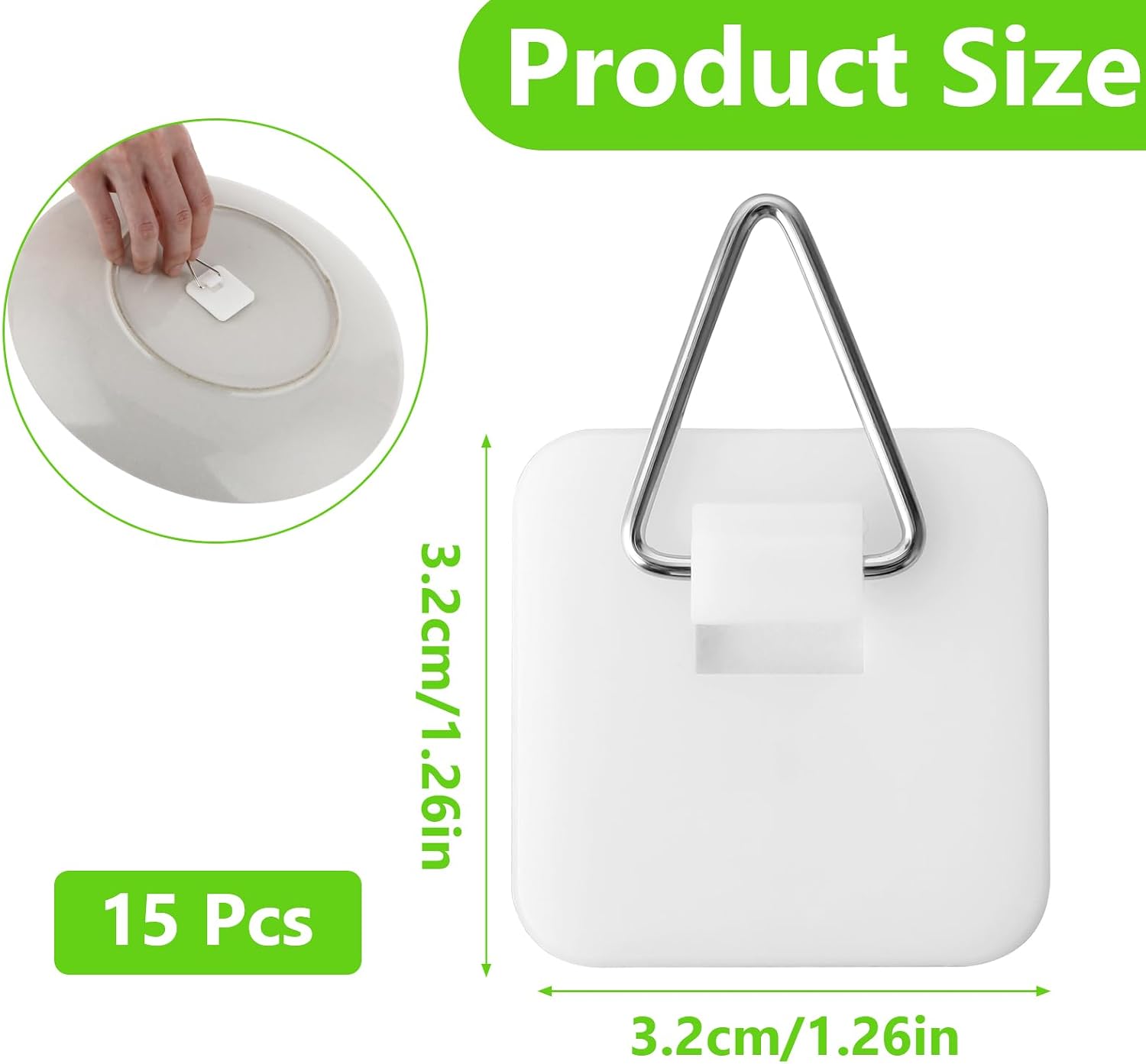 Gjinxi 15PCS Invisible Adhesive Plate Hangers, Wall Display Holder, 1.25 Inches Vertical Holders for Hooks, Picture Hanging Hooks for Decorative Plates and Art