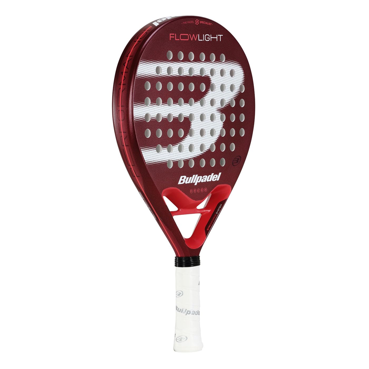 BULLPADEL Padel Racket Flow Light 2025 | Light & Round Shape | Polyglass Outer Core & SoftEva Inner Core | 100% Carbon Fiber CarbonTube Frame | Perfect Balance of Power & Control for Advanced Players