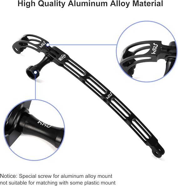 HSU Aluminum Bike Handlebars and Curved Extension Arm Kit for GoPro Hero 11/10/9/8/7/6/5/4, DJI Osmo Action AKASO and Other Action Cameras (Black)