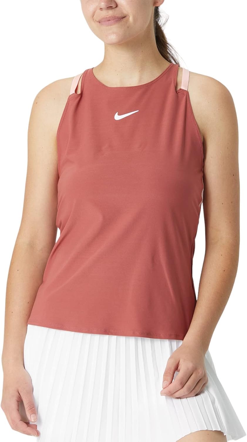Nike Womens Court Dri-FIT Advantage Novelty Tennis Tank Canyon Rust/Bleached Coral Size Large