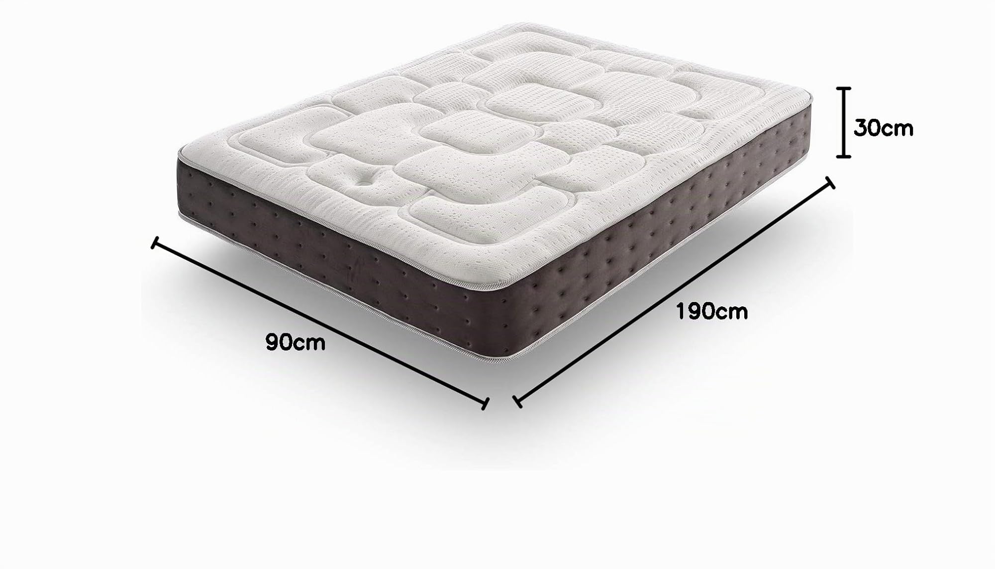 Materasso Simpur Relax Grande Confort ROYAL® Memory Grafene | 90X190 | Alto 30 cm | Materassi di gamma alta 3.0 | Effetto Relax Multistrati | Anti Acaro | Anallergico