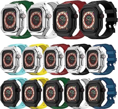 Correa de silicona para Apple Watch que evita arañazos con marco de acero de 49 mm 7