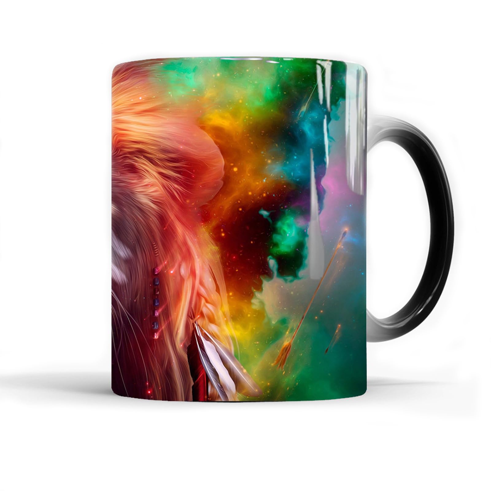Caliamary Wärmewechselnde Kaffeetasse, Löwe, wärmeempfindliche Farbwechsel-Tasse, 325 ml, lustige Keramik-Kaffeetasse, coole Tasse für Männer und Kinder