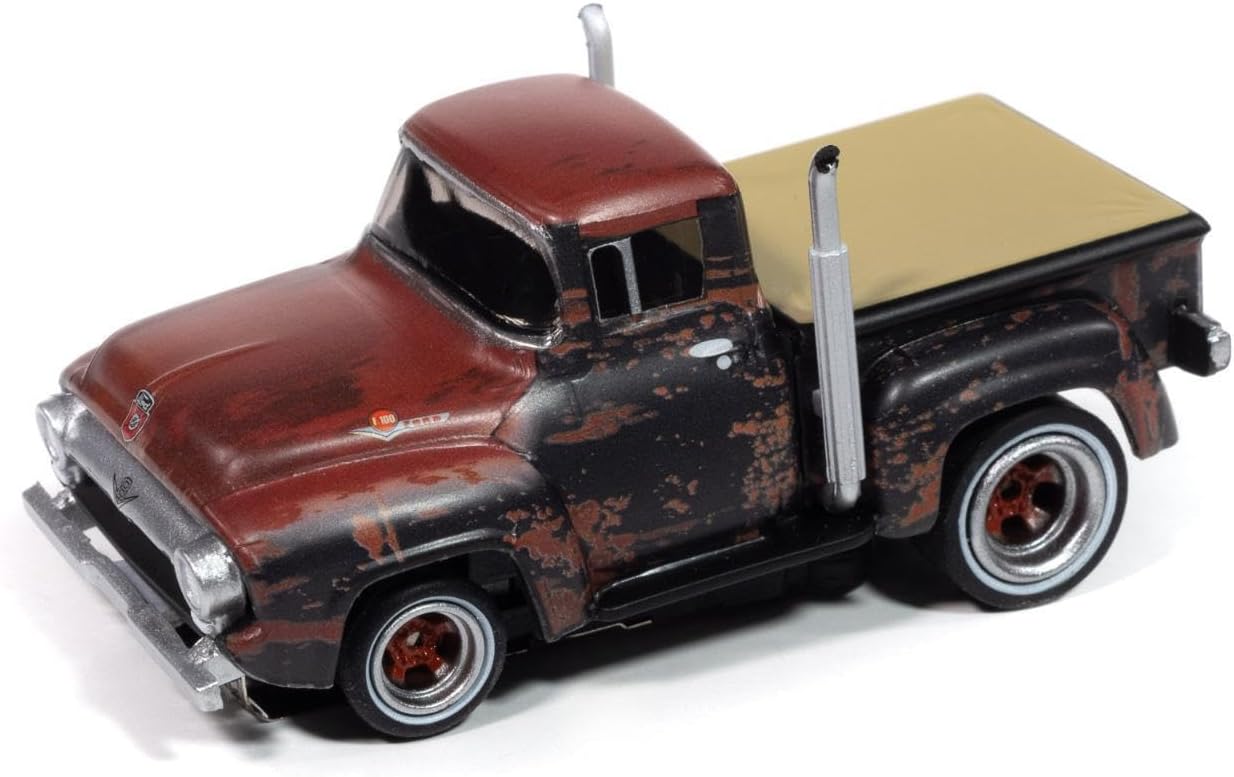 Auto World SC413-3OLD 4Gear 1956 Ford F100 Pickup (Rusted) HO Scale Slot Car